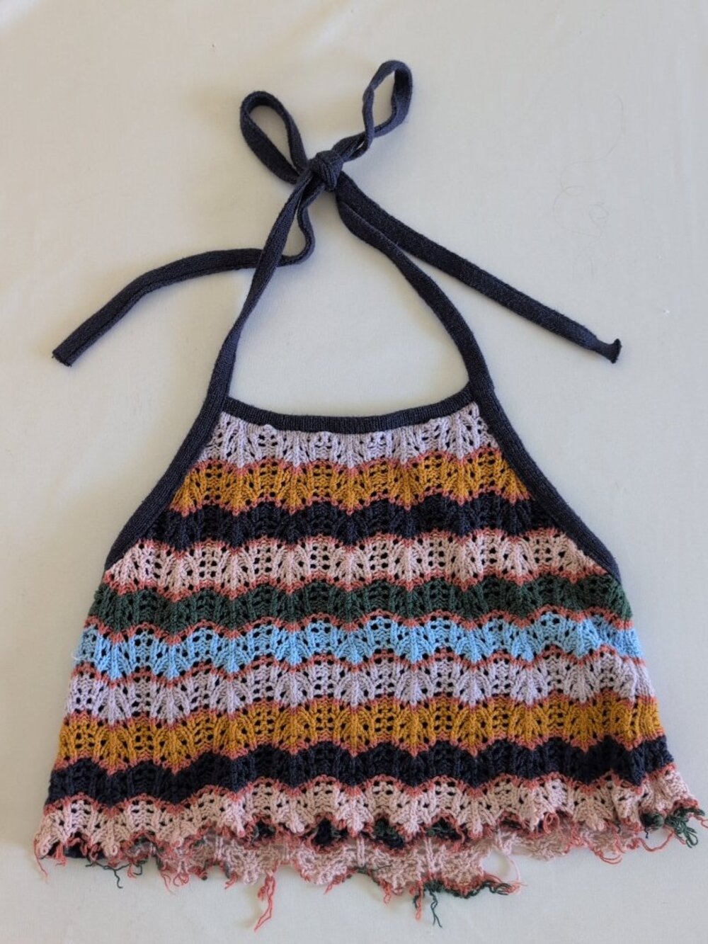 American Eagle Crochet Halter Top  Multicolor Chevron Boho Festival Core
